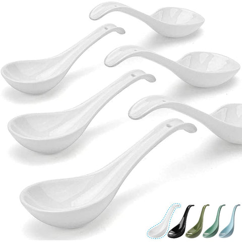 Artena Bright White deep oval soup spoon for generous broth and noodles.