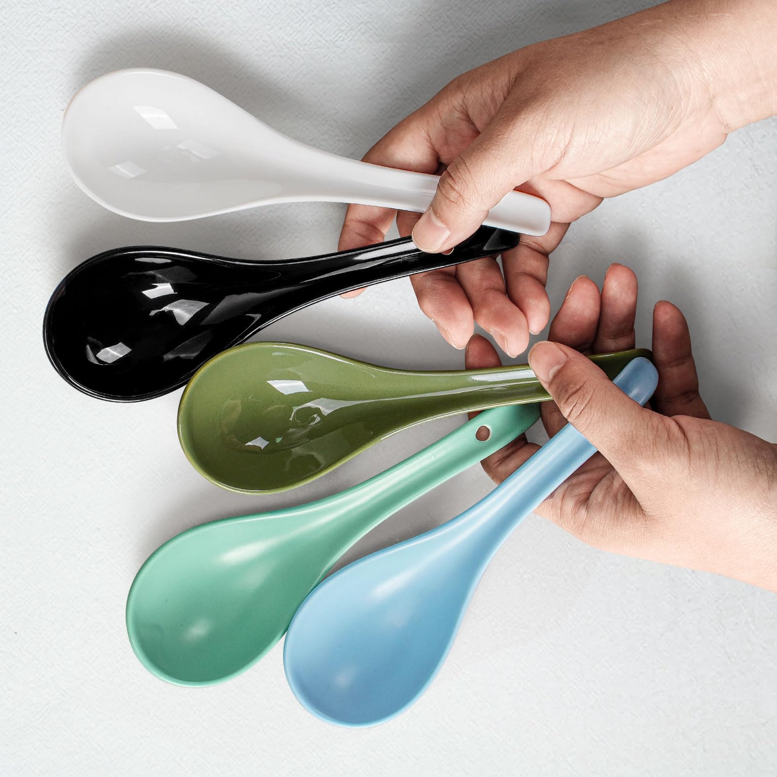 Artena dumpling spoon with non-slip handle stays steady during serving.