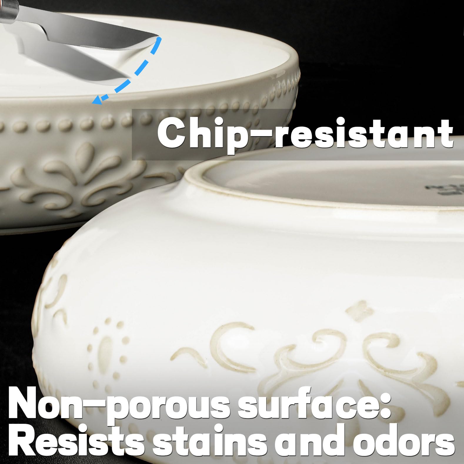 Artena oven-safe bowls withstand up to 450F for baking and broiling.