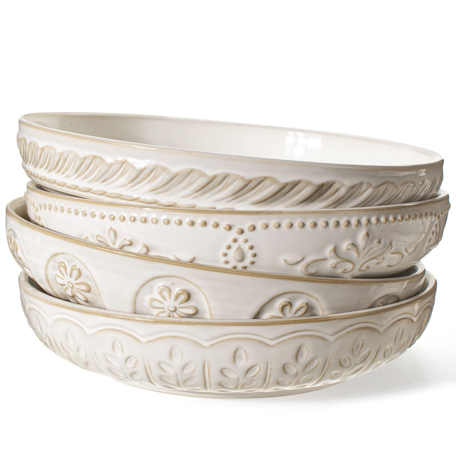 Artena pasta bowls 50oz set 4 in white, perfect for full meals and shared dishes.