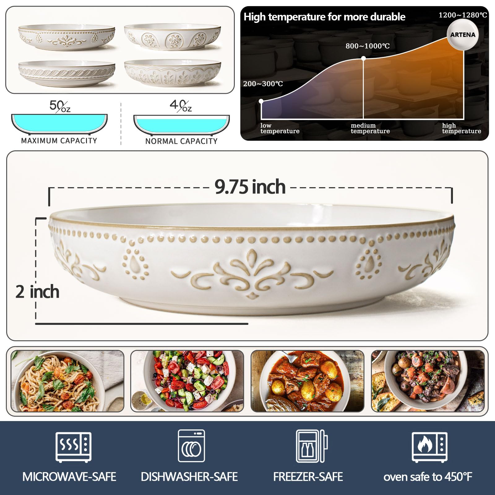 Artena pasta bowls for salad serving