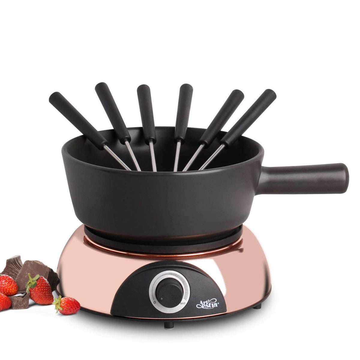 Artestia 2qt fondue pot with ceramic bowl for even melting