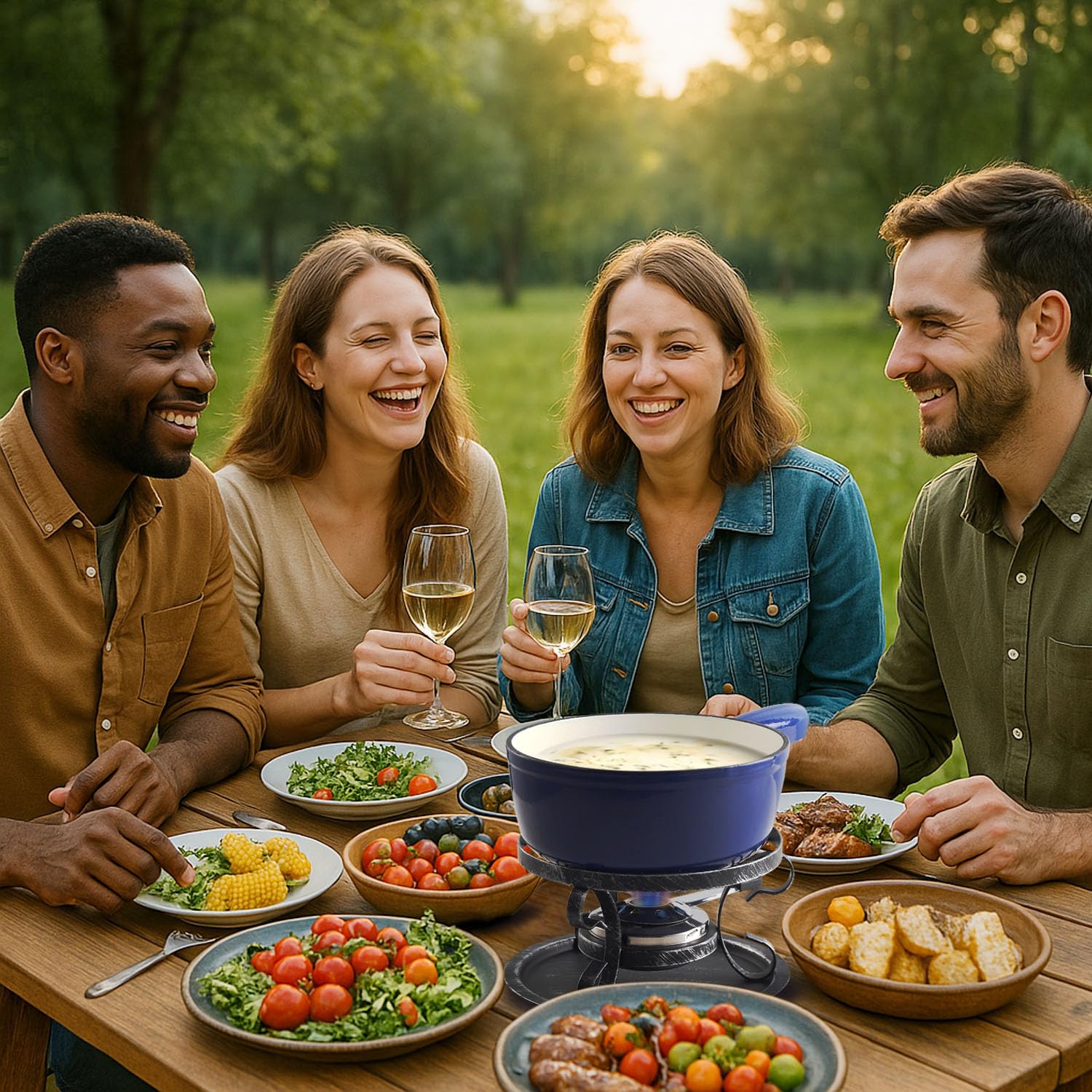 Artestia cast-iron fondue pot highlights durable construction and steady heating