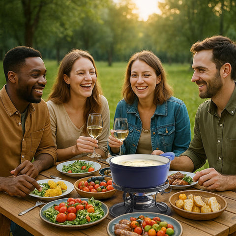 Artestia cast-iron fondue pot highlights durable construction and steady heating