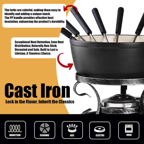 Artestia complete 6-person set with pot, burner, base, and forks.