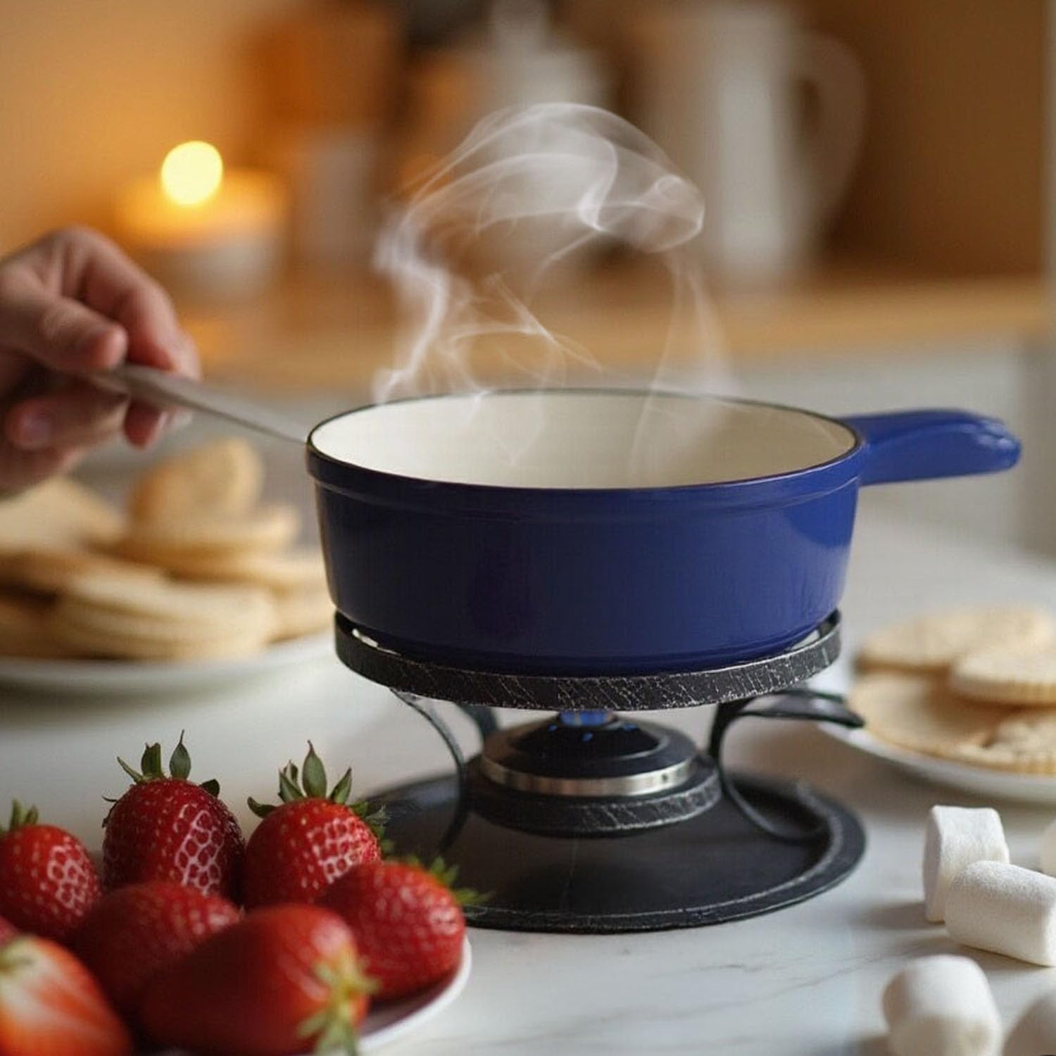 Artestia fondue set color-coded forks for easy sharing