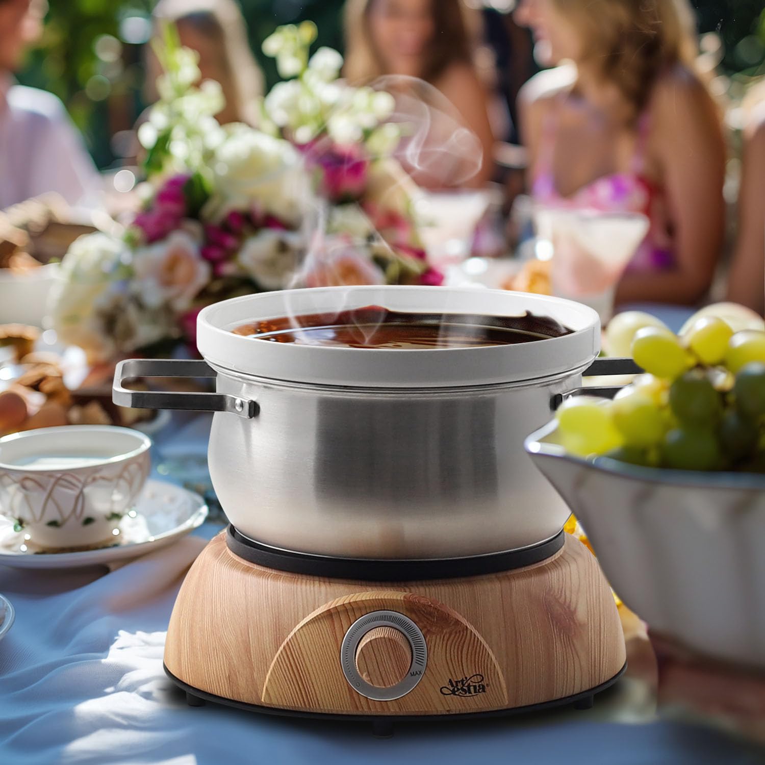 Artestia 2.6qt stainless pot perfect for oil and broth fondues.