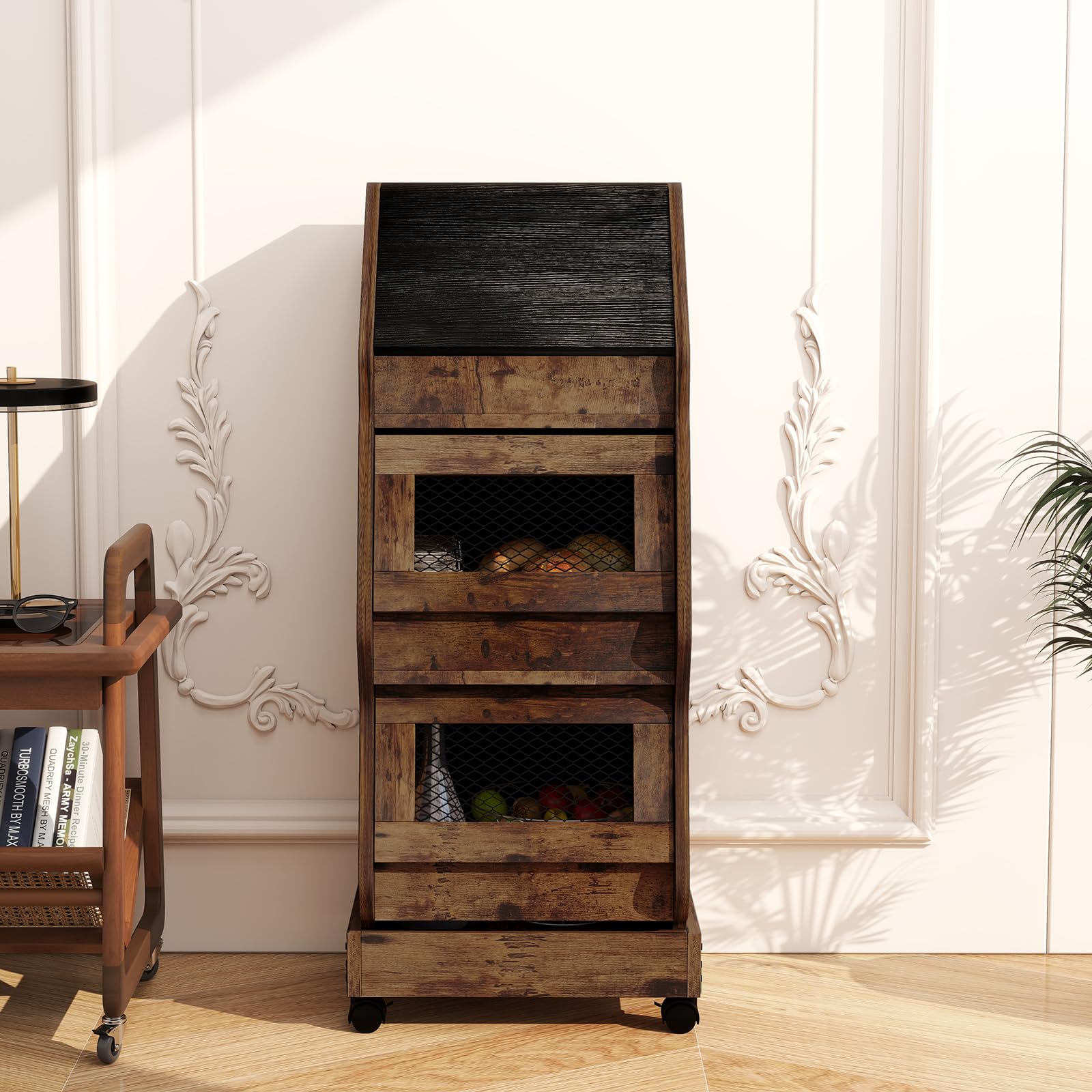 ARTETHYS movable cabinet fits compact kitchens and saves counter real estate.