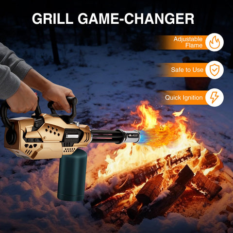 ARTFLAMM adjustable flame knob enables precise browning and charcoal ignition