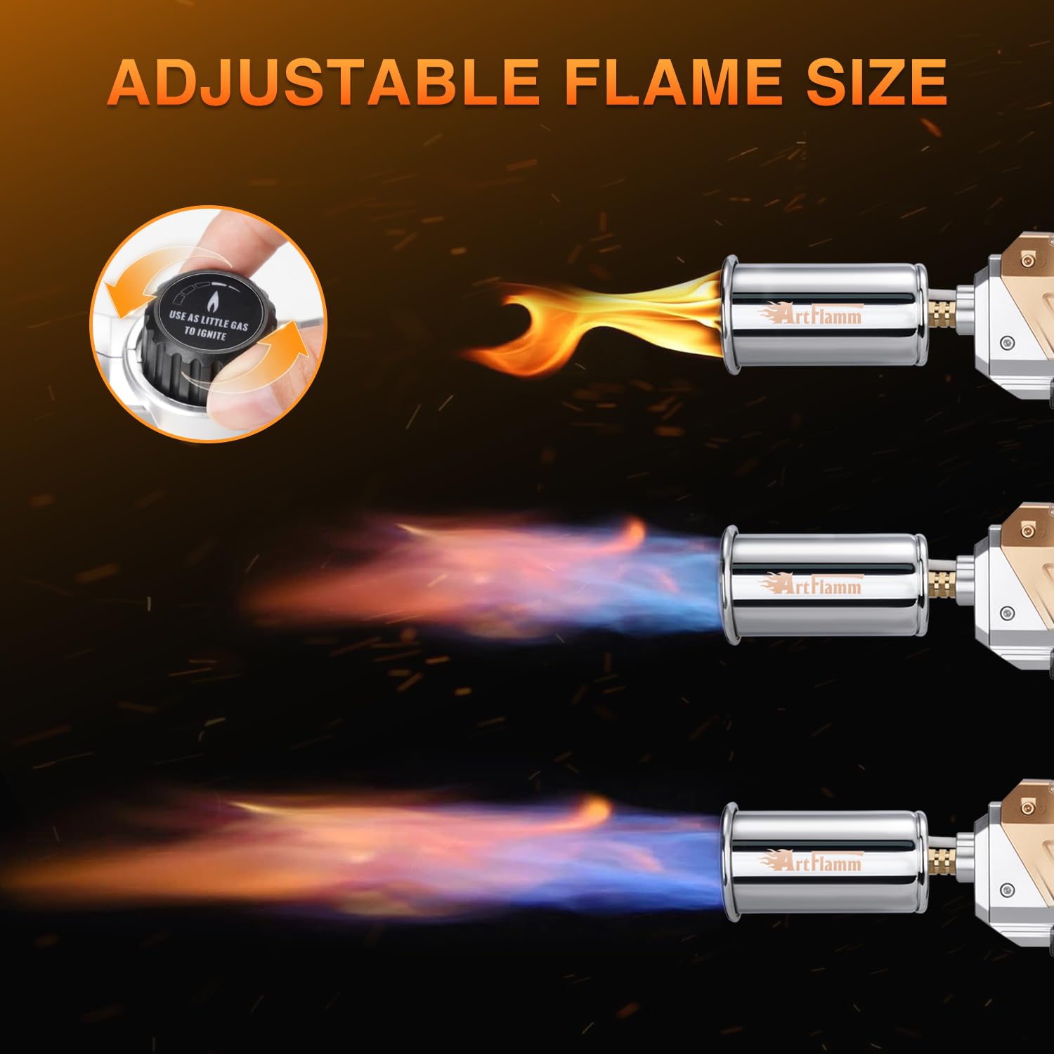 ARTFLAMM ergonomic handle torch in use for comfortable operation