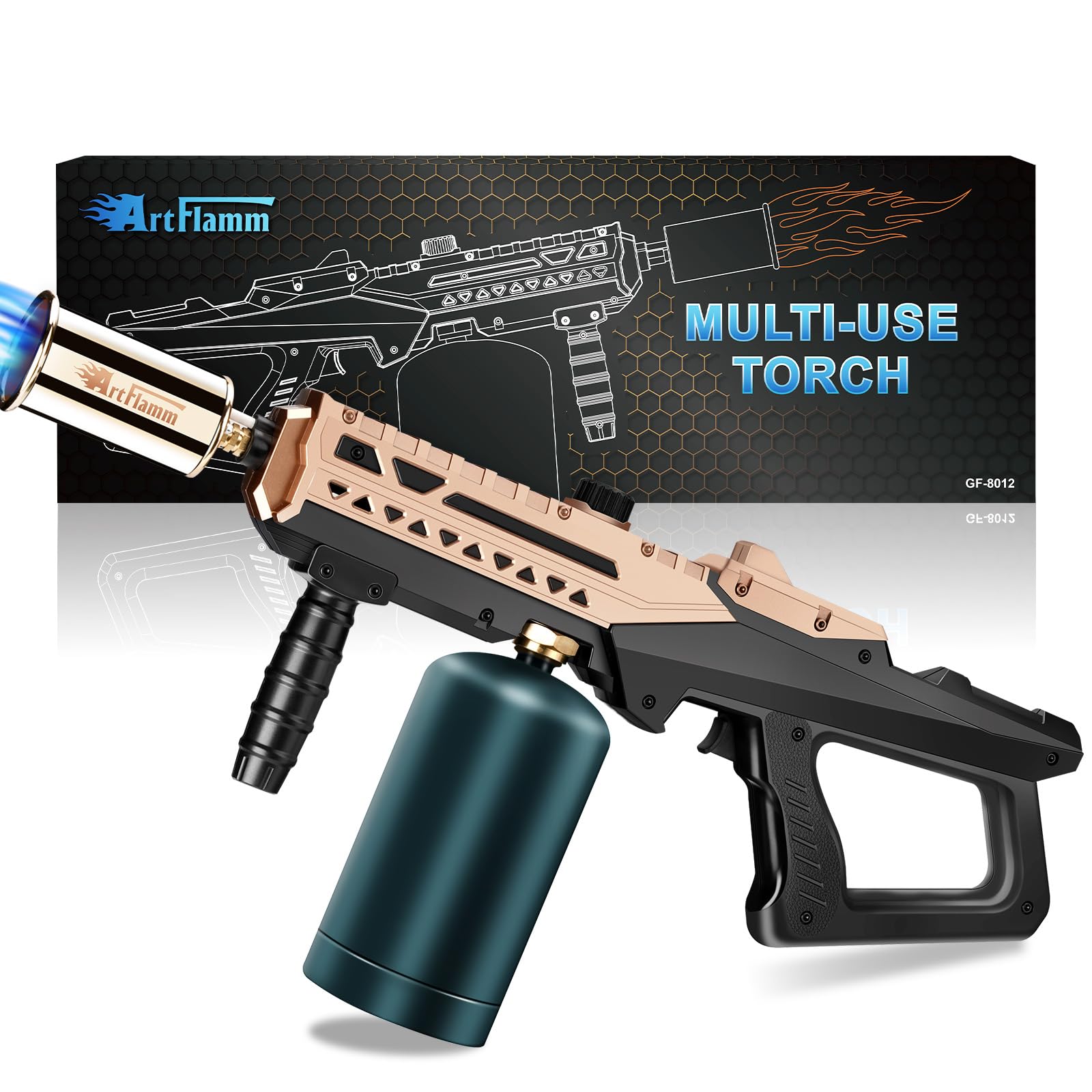 ARTFLAMM Flame Thrower Gun front view showing ergonomic grip for precise searing