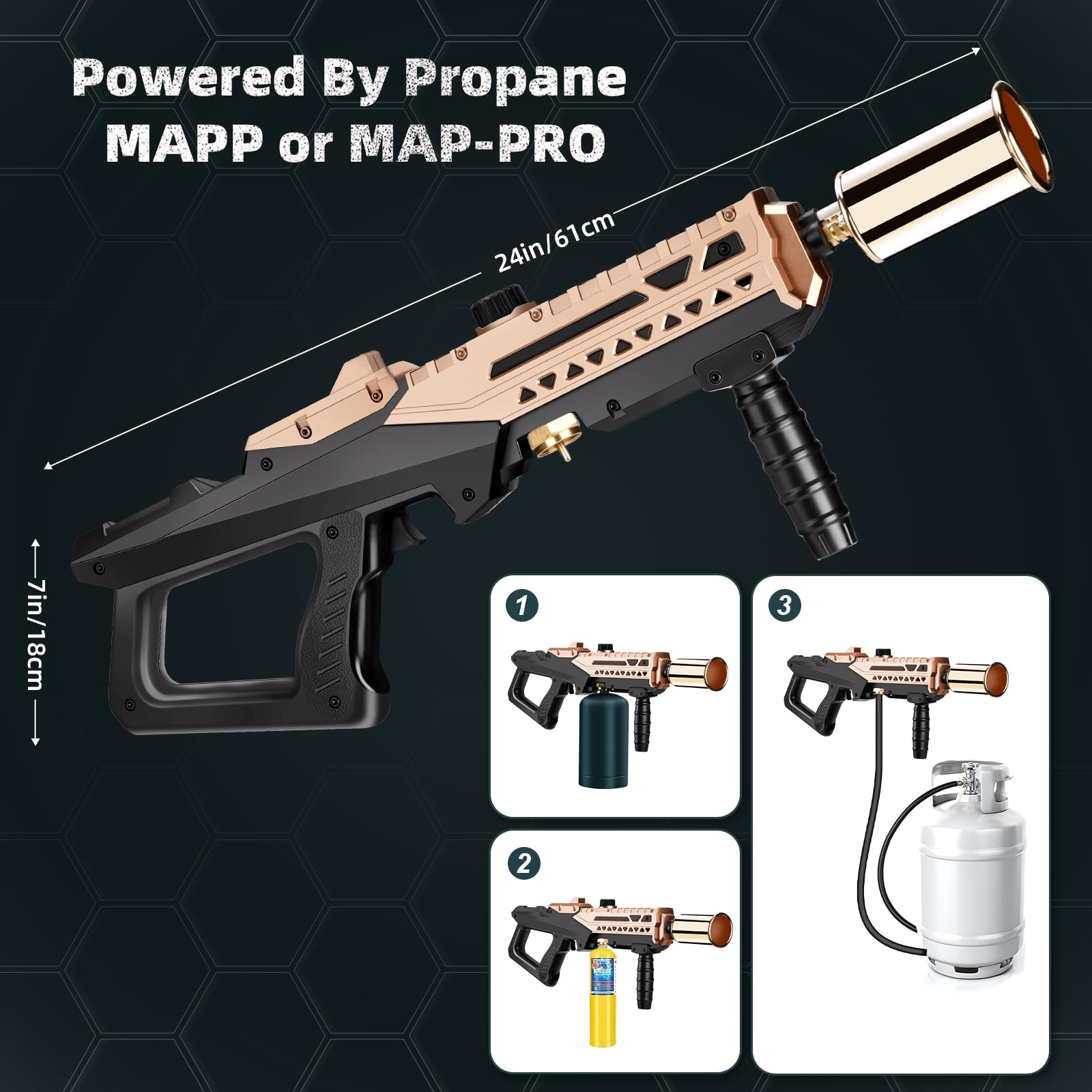 ARTFLAMM Flame Thrower Gun demonstrates sturdy setup for outdoor camping and fireside cooking