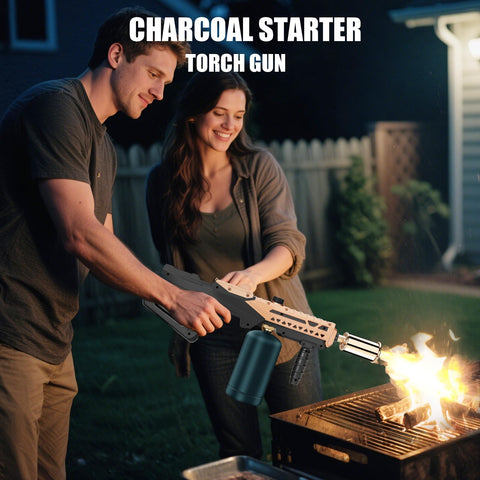 ARTFLAMM Flame Thrower Gun piezo ignition in action for easy lighting and quick use