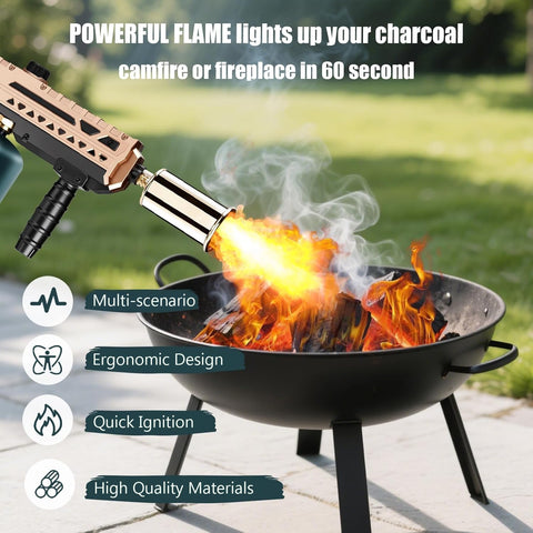 ARTFLAMM Flame Thrower Gun side handling demonstrates control for BBQ and table side finishing