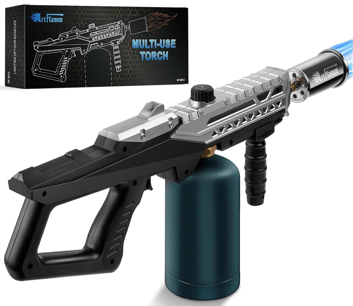 ARTFLAMM Grill Torch Gun angled shot showing control and design.