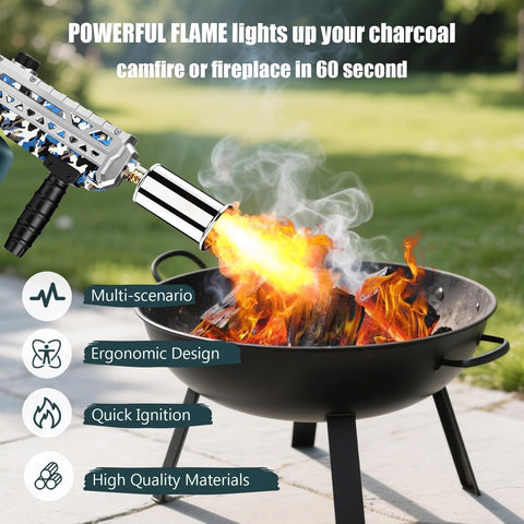 Ergonomic ARTFLAMM torch handle for comfortable, controlled flames