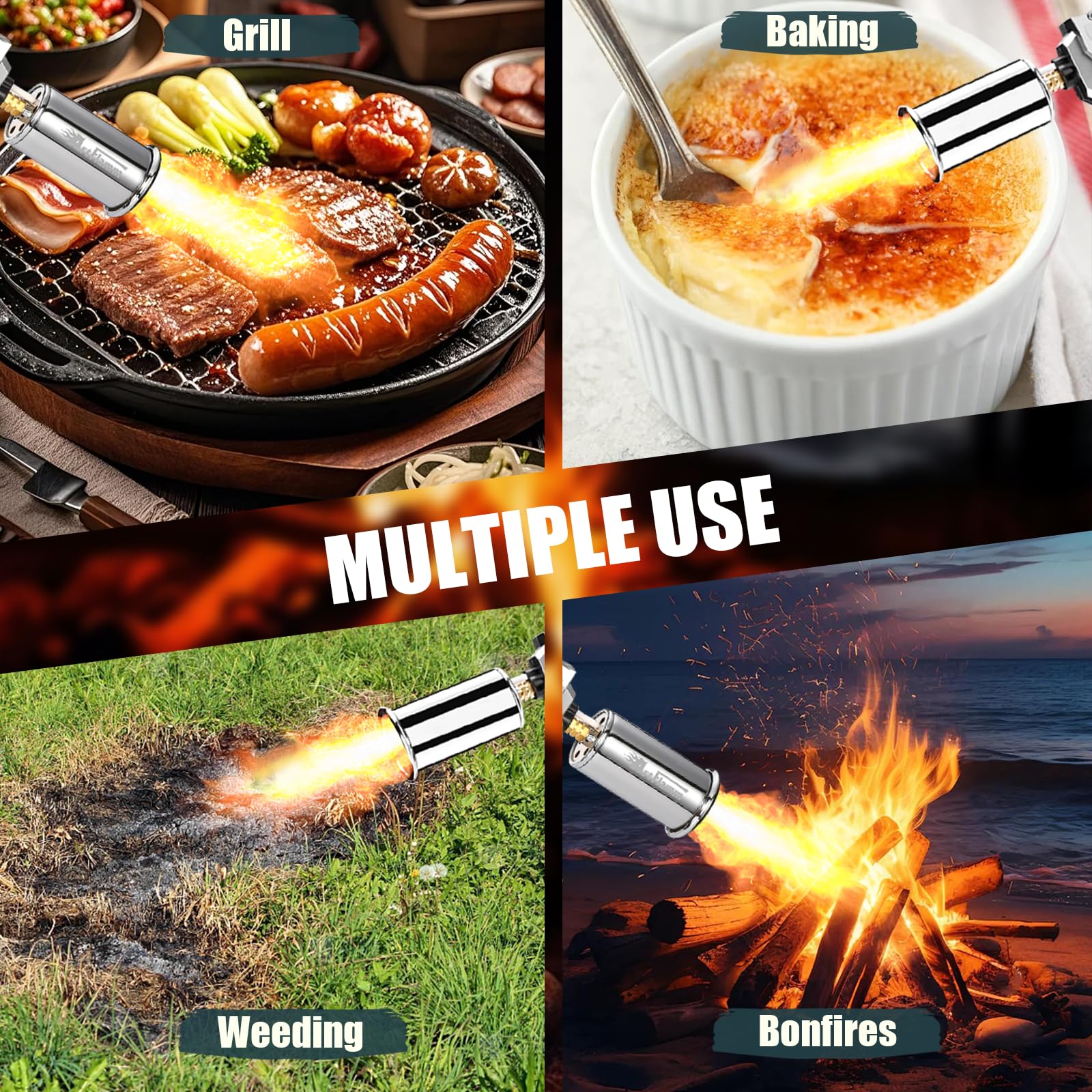 High heat output from ARTFLAMM torch ideal for creme brulee and char starters