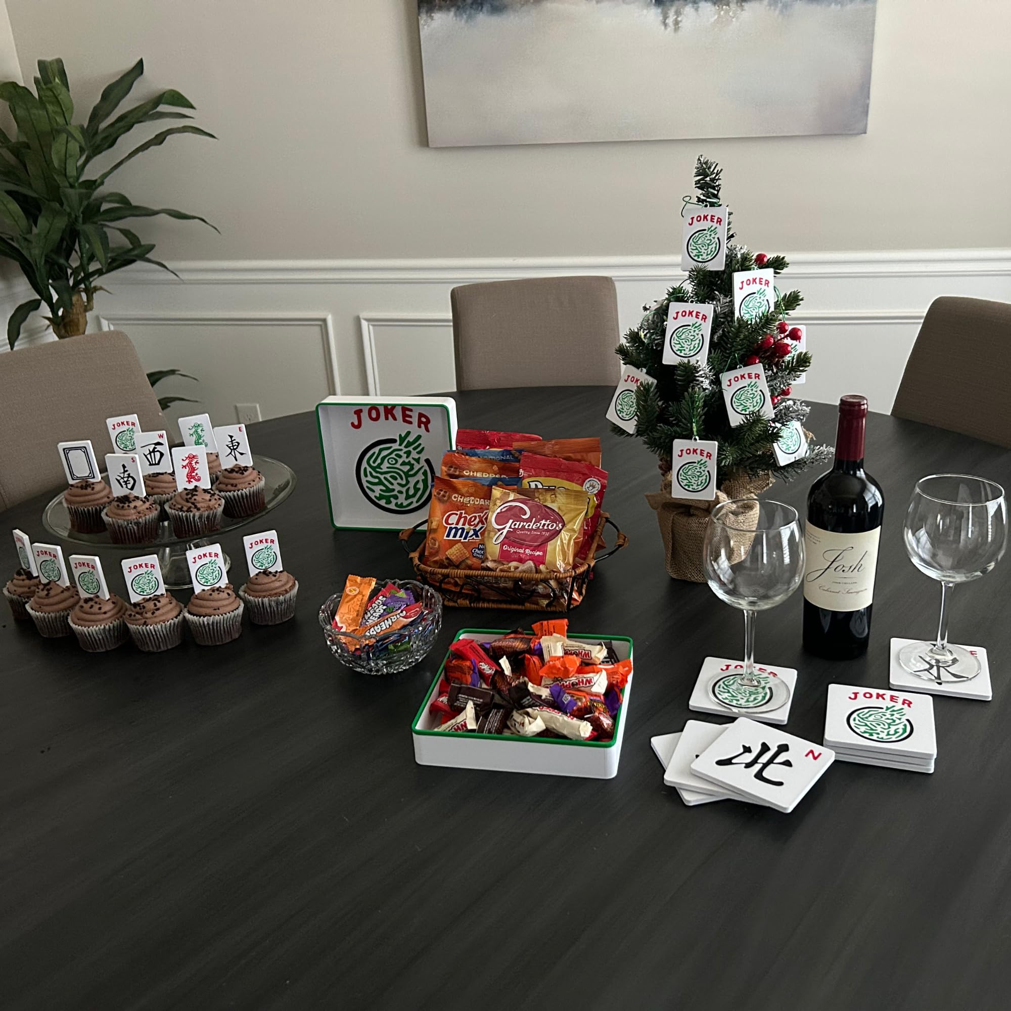 Artful 3D Mahjong East coaster ideal for gifting and table fun.