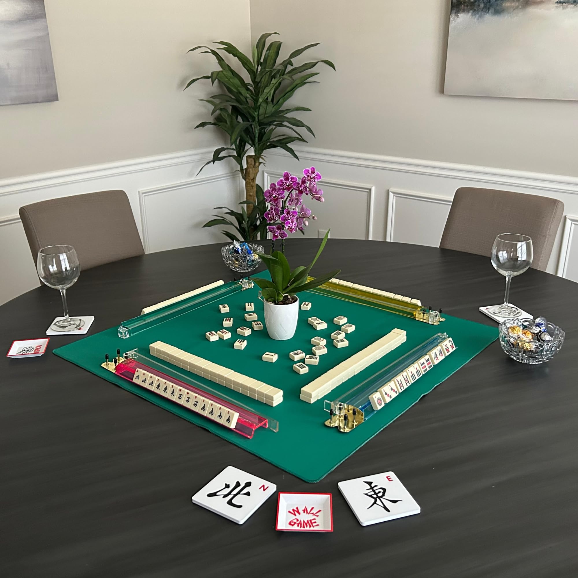 Artful 3D Mahjong South coaster protects surfaces during game night.