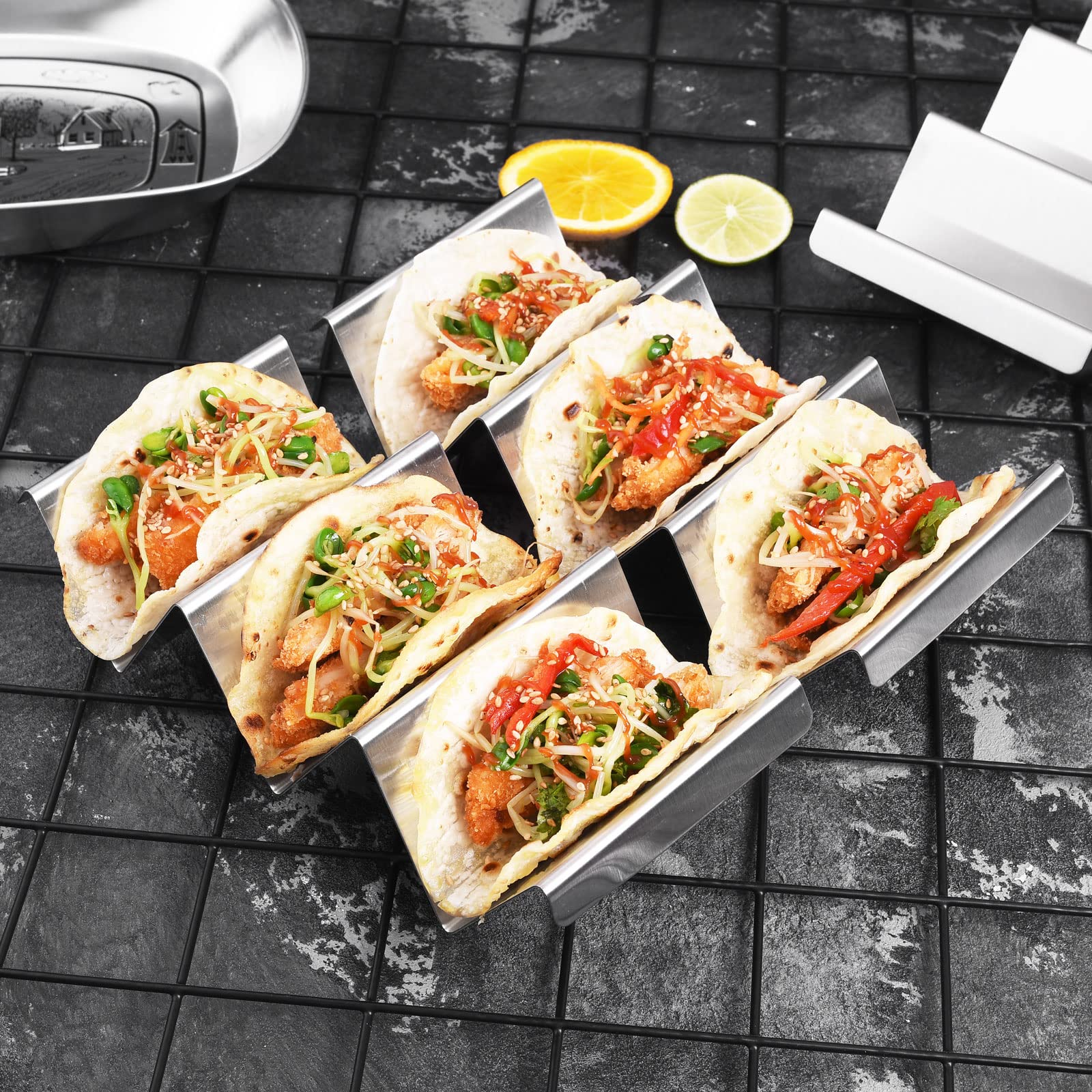 ARTTHOME oven-safe taco rack lets you heat shells directly in the stand