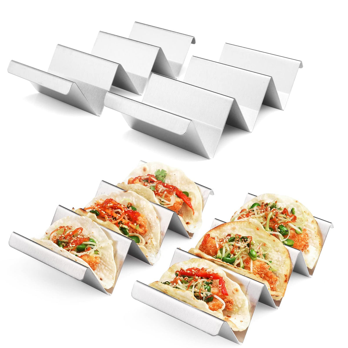 ARTTHOME taco holder 4-pack stands upright during filling for mess-free prep
