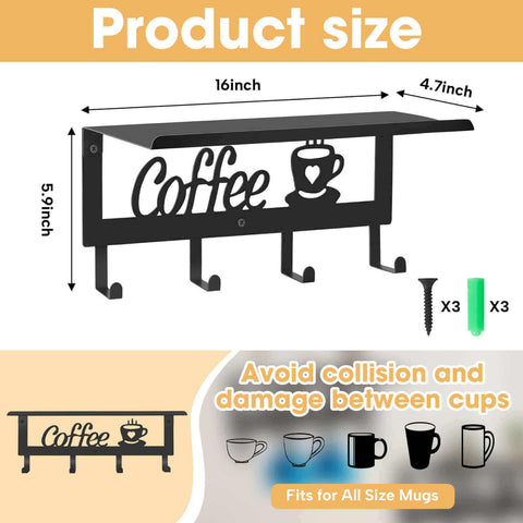 ArtHue mug rack with storage shelf adds convenient kitchen organization.