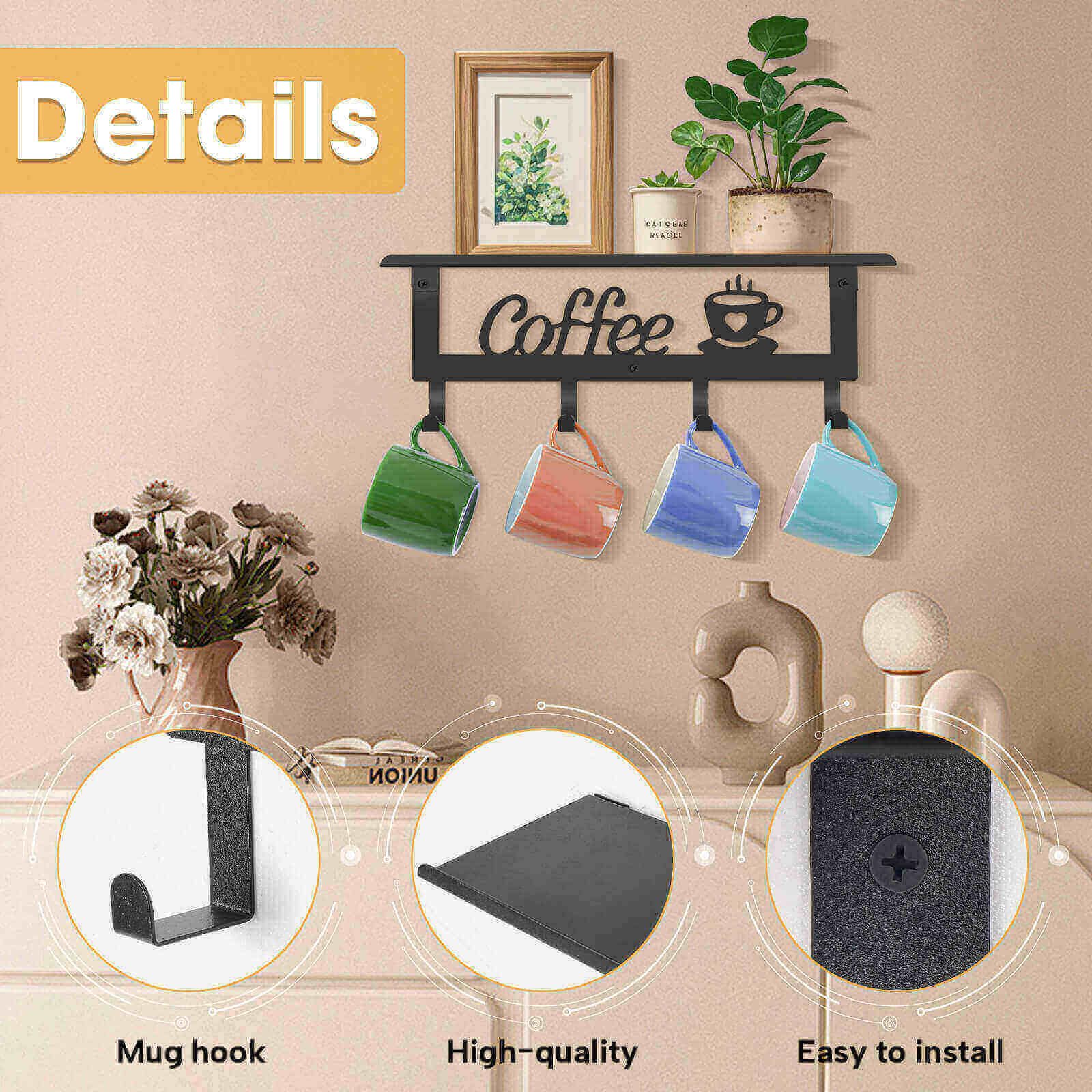 ArtHue versatile wall rack can hang hats or towels.