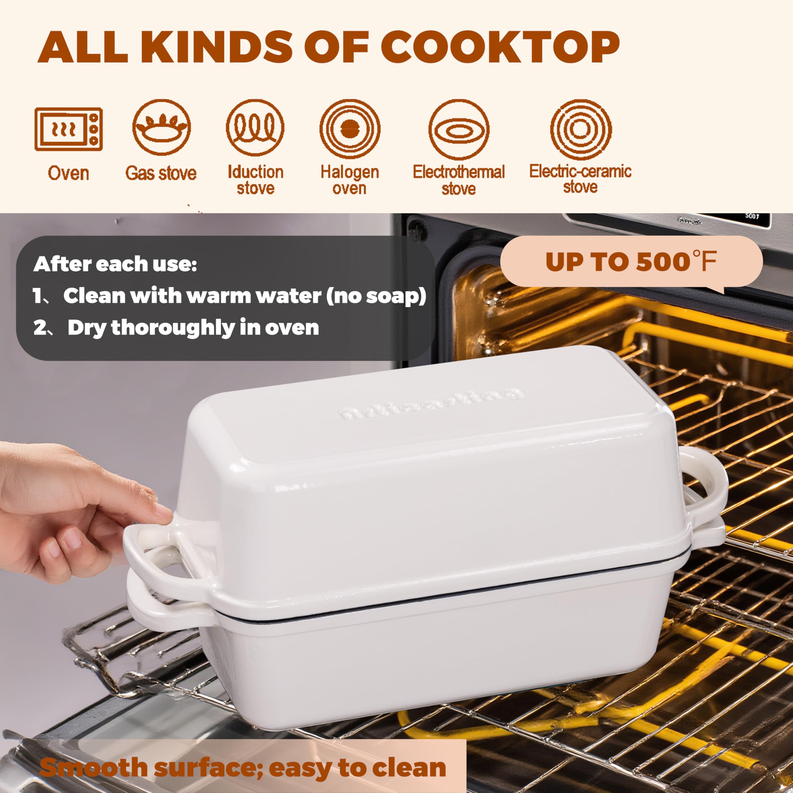 Articasting bread pan handle detail emphasizing durability