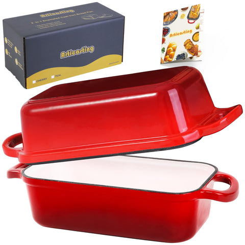 Articasting bread pan lid 2in1: bake two loaves at once for convenience.