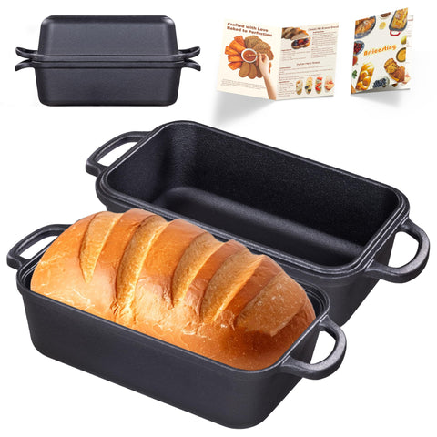 Articasting cast iron bread pan with lid showing moisture sealing for crusty results