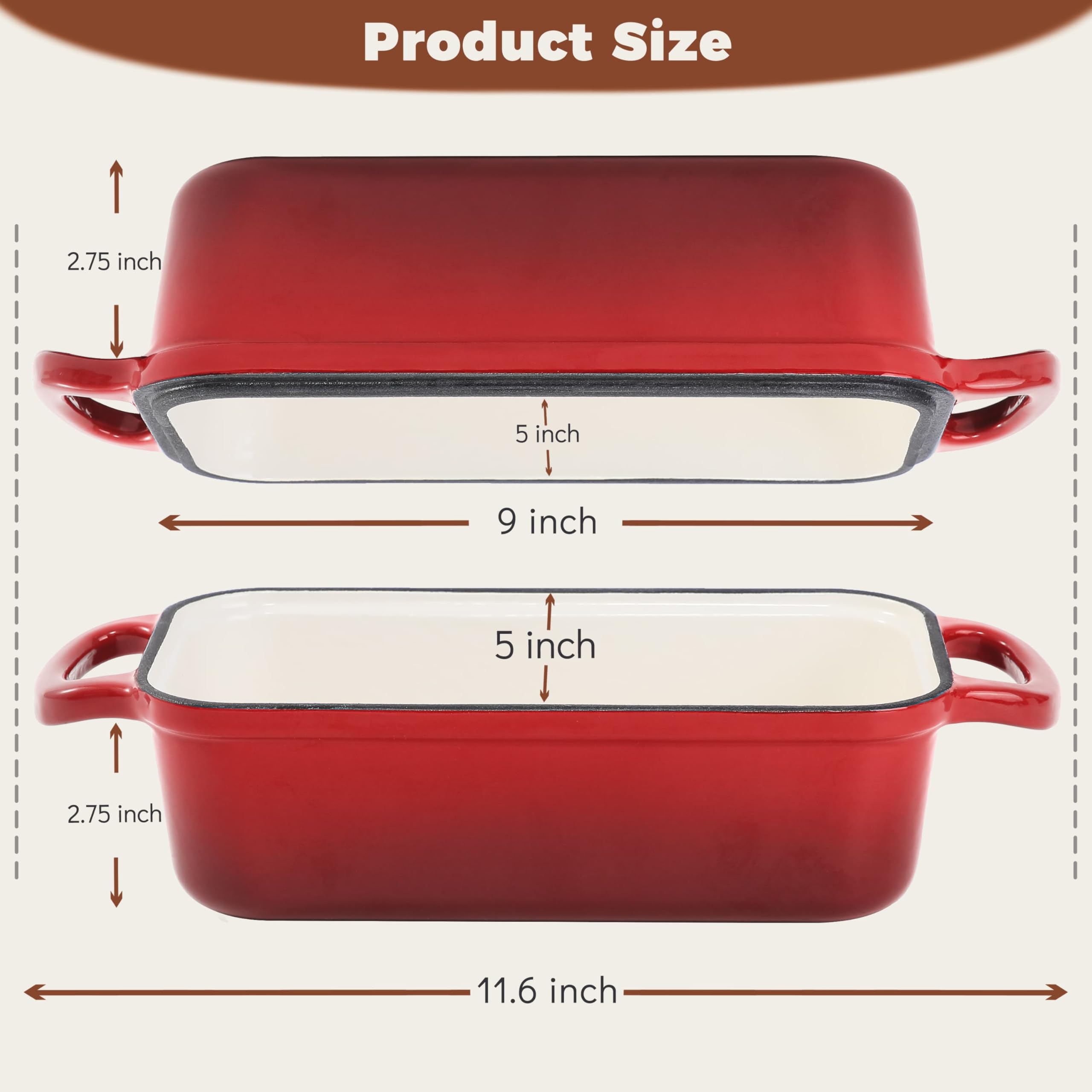 Articasting cast-iron loaf pan with lid for even heat distribution.