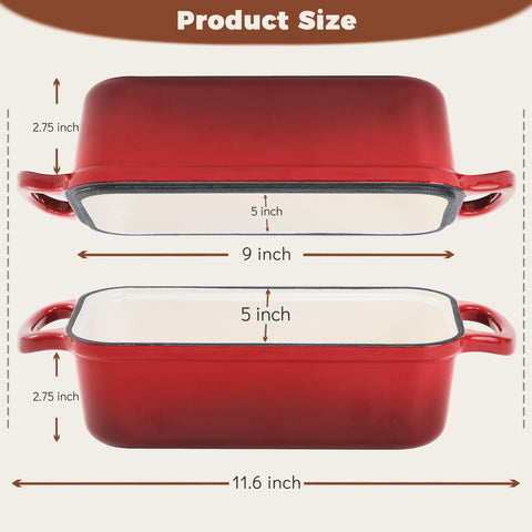 Articasting cast-iron loaf pan with lid for even heat distribution.