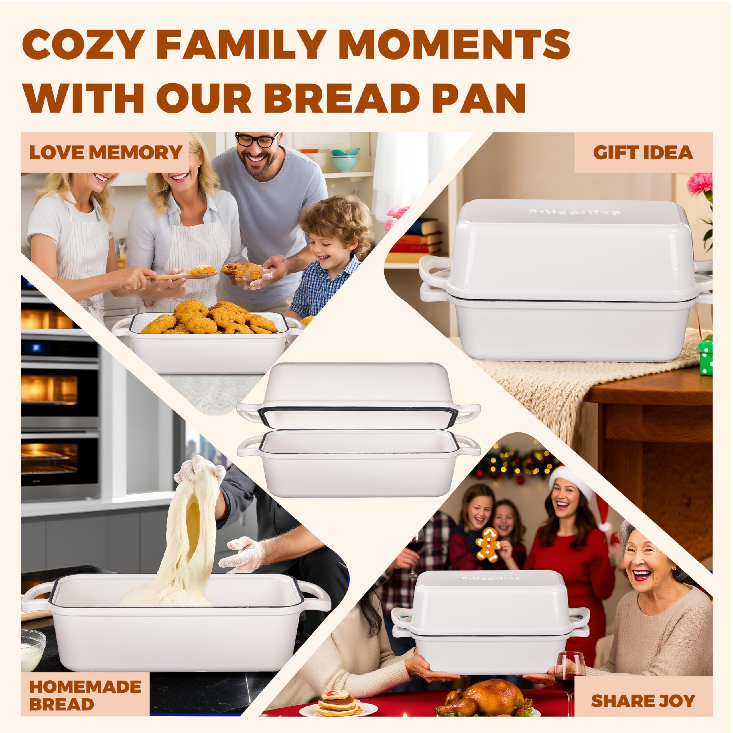 Articasting cream white finish bread pan suitable for sourdough