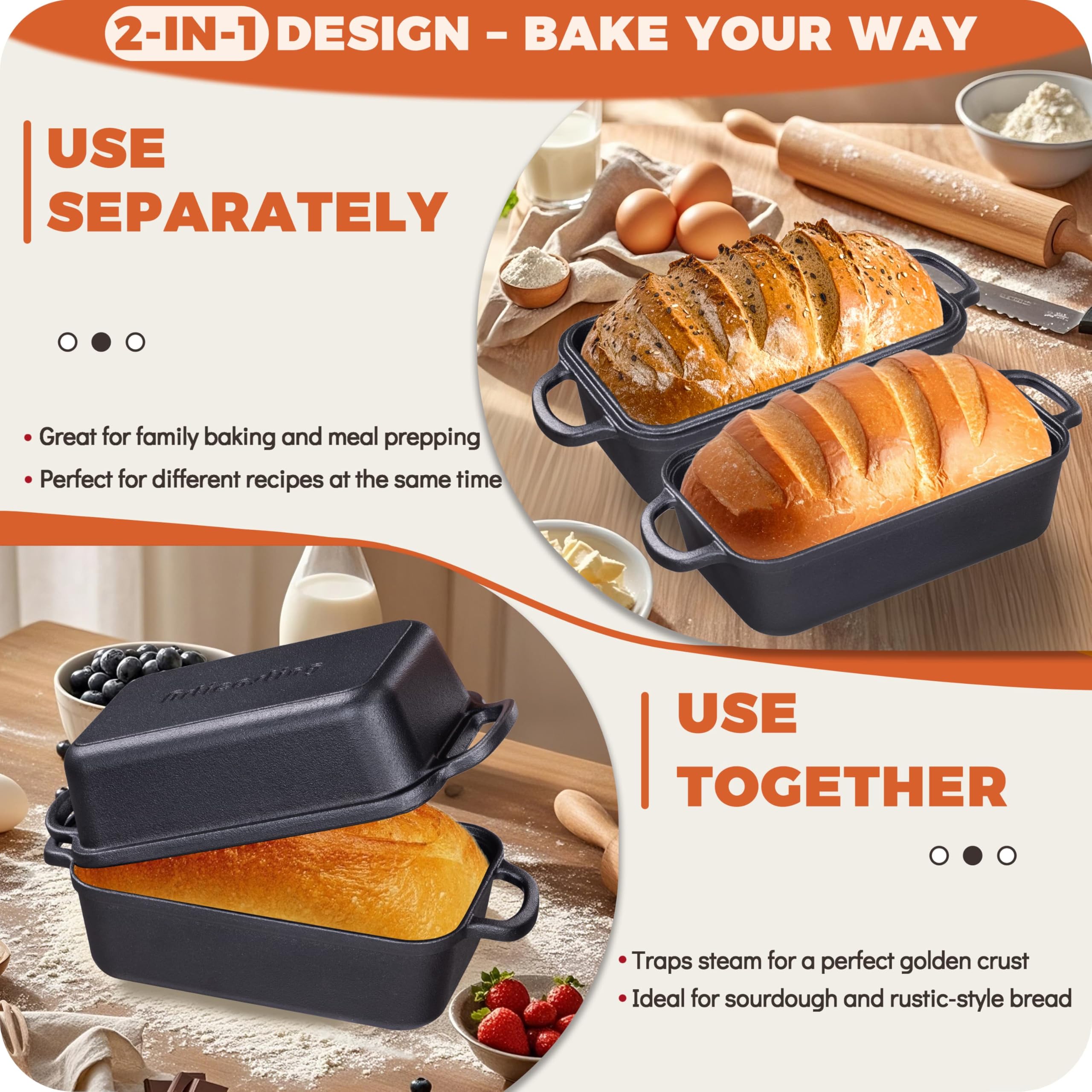 Articasting even heat retention ensures uniform bake and golden crust