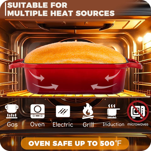 Articasting pan with integrated one-piece handles for secure grip.