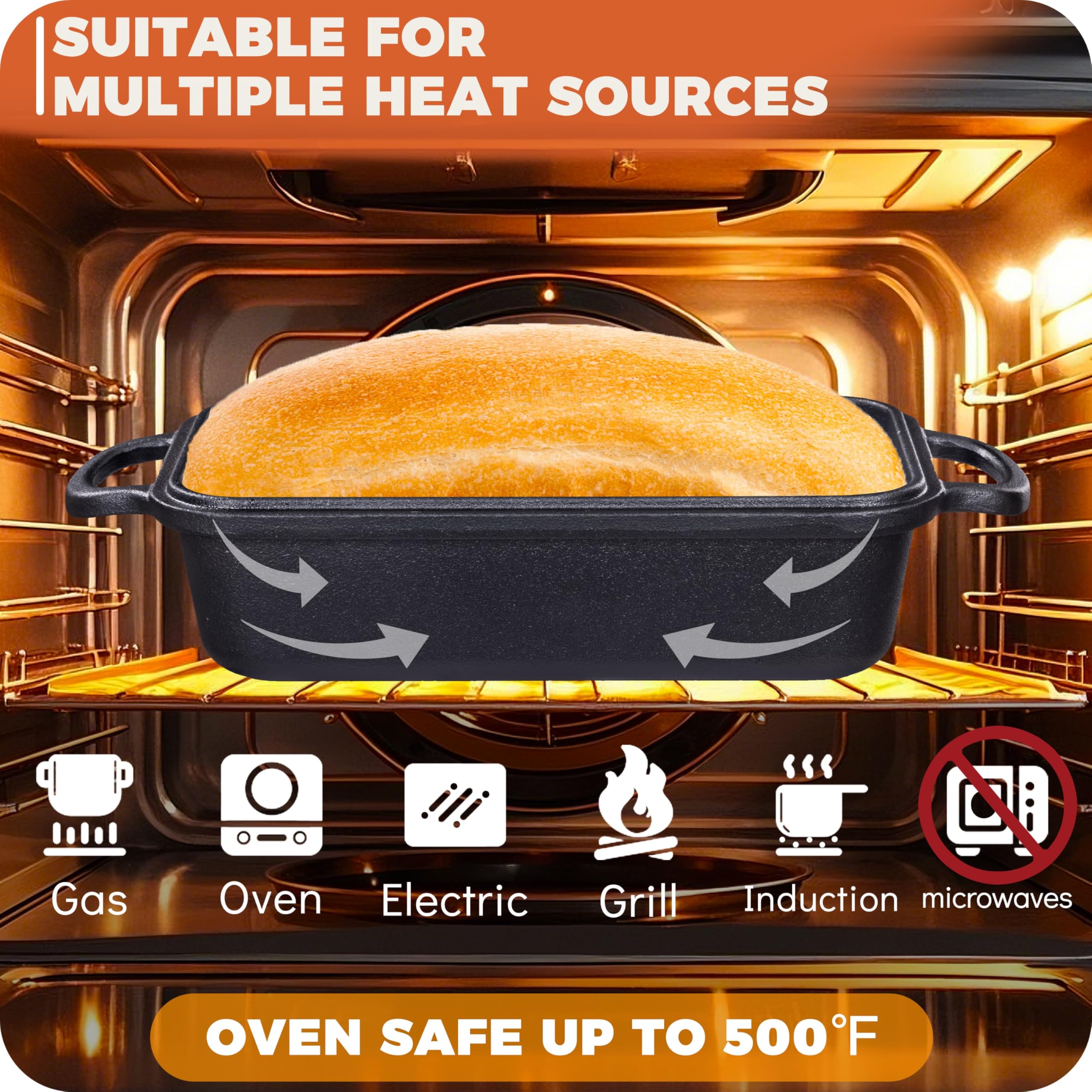 Articasting pre-seasoned heavy-duty bread pan designed for frequent use