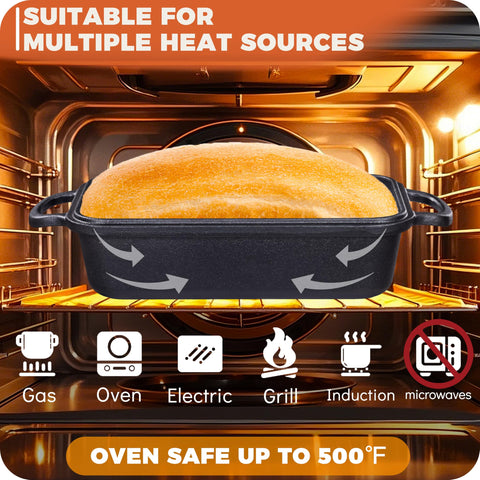 Articasting pre-seasoned heavy-duty bread pan designed for frequent use