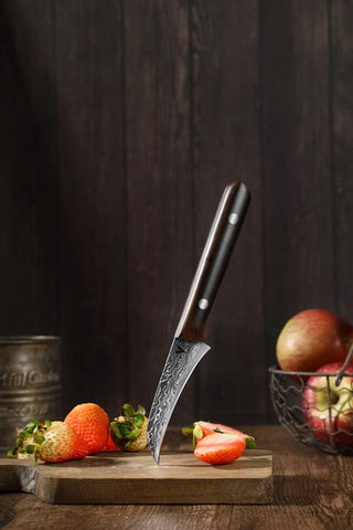 ARTIDGE 3.5-inch paring knife solid wood handle close-up for comfortable grip