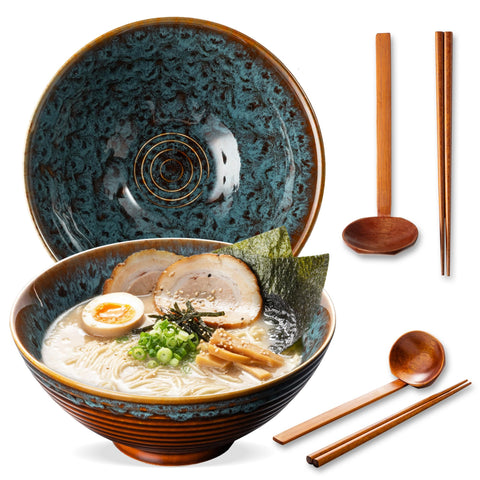ArtifexCeram ramen bowl Verdigris glaze elevates presentation and safe serving.