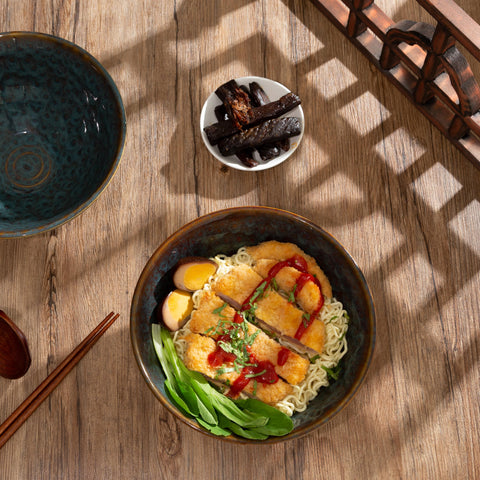 ArtifexCeram two-bowl dining set ideal for soups and noodles.