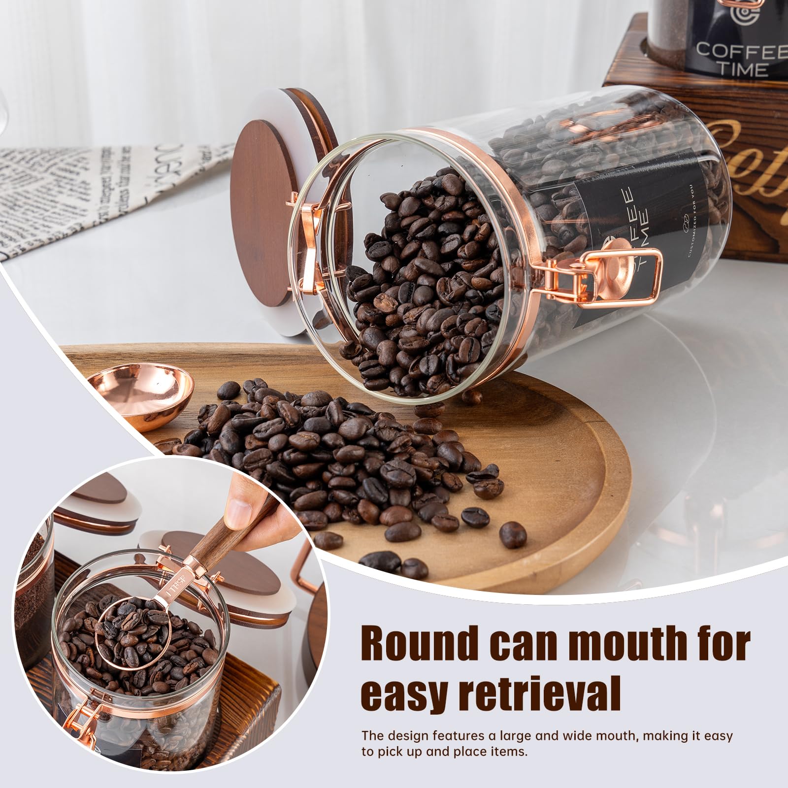 Artisan ARTIFORM wooden frame with burnished finish supporting glass jars.