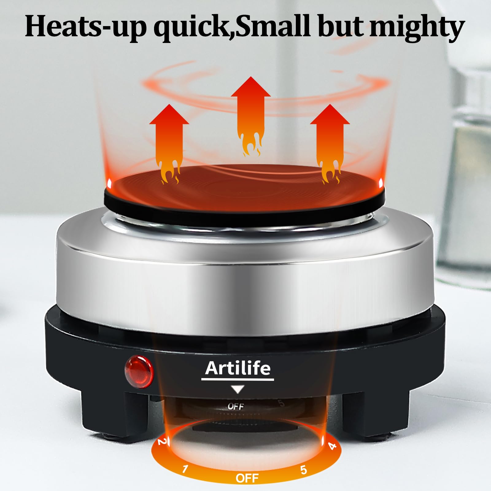 Artilife non-slip feet keep the portable stove steady on any surface.