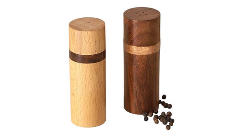 Artistic India oak salt shaker showing fine grain for daily use.