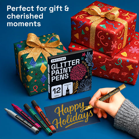 ARTISTRO glitter paint pen with 0.7mm tip enables precise detailing.