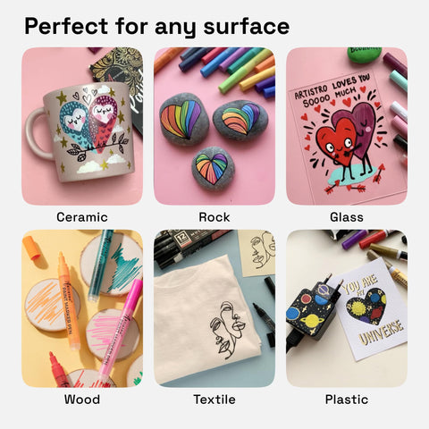 ARTISTRO markers on ceramic surfaces enable precise outlining.