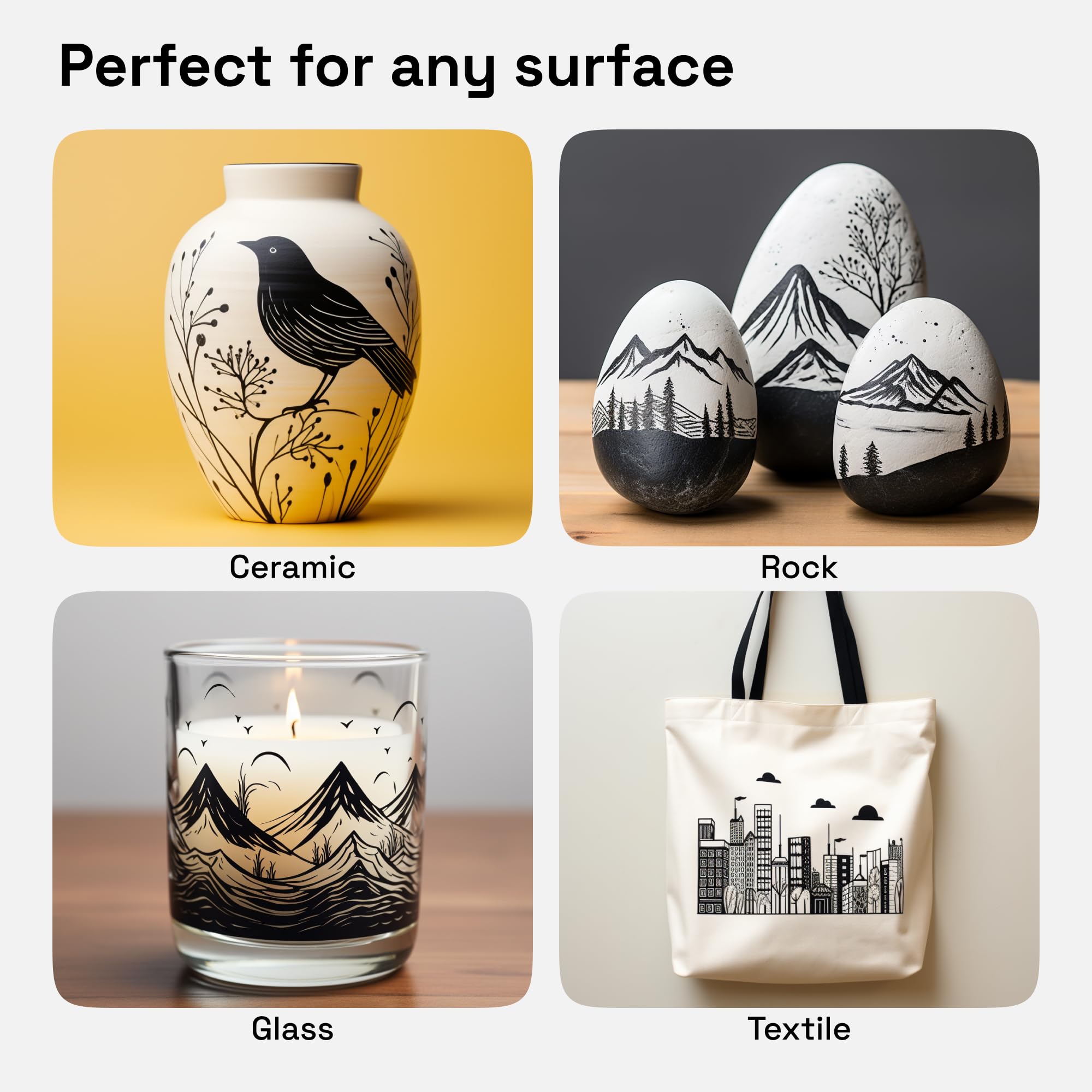 ARTISTRO 5 black paint pen ceramic writes smoothly on pottery.