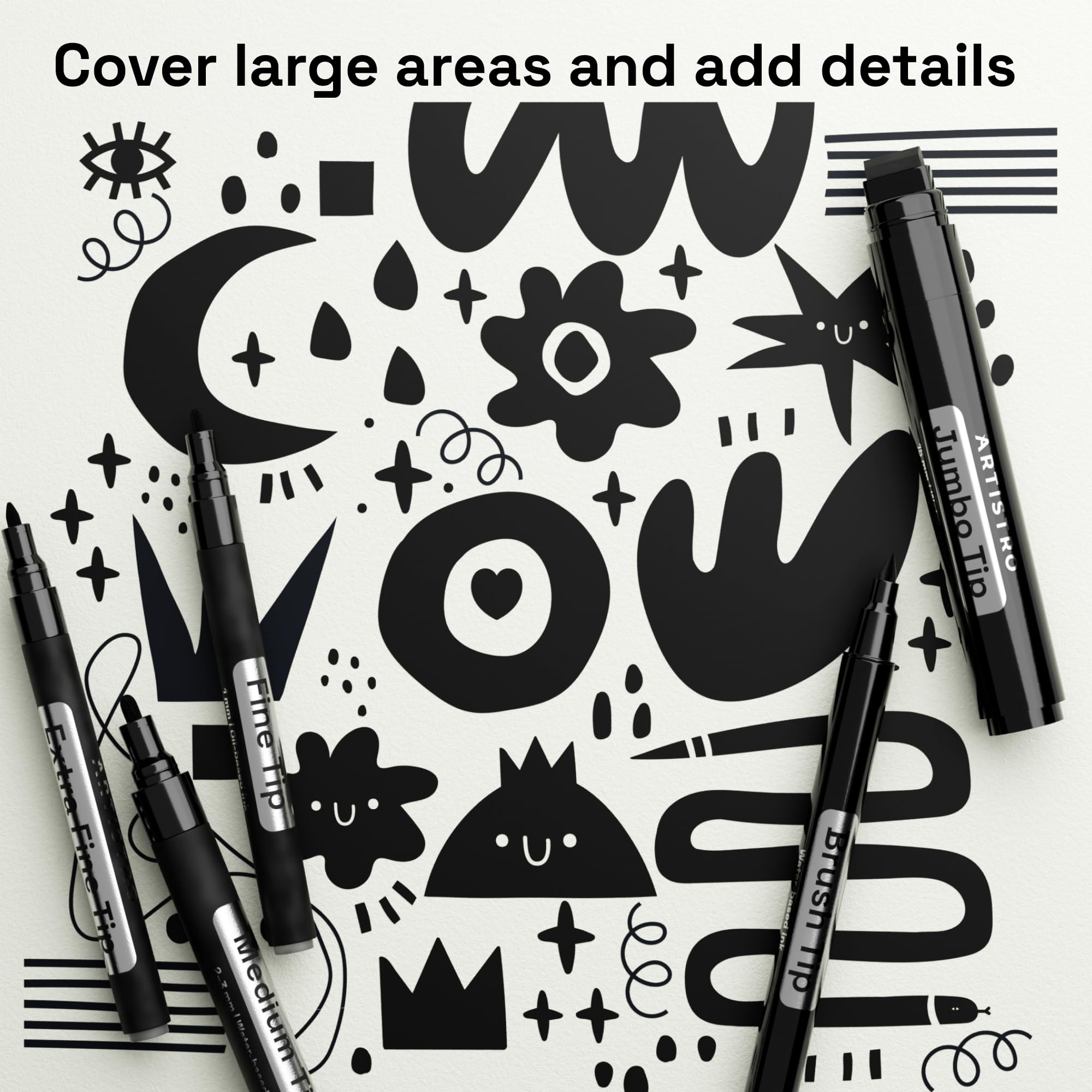 ARTISTRO 5 black paint pen fabric lays down bold lines.