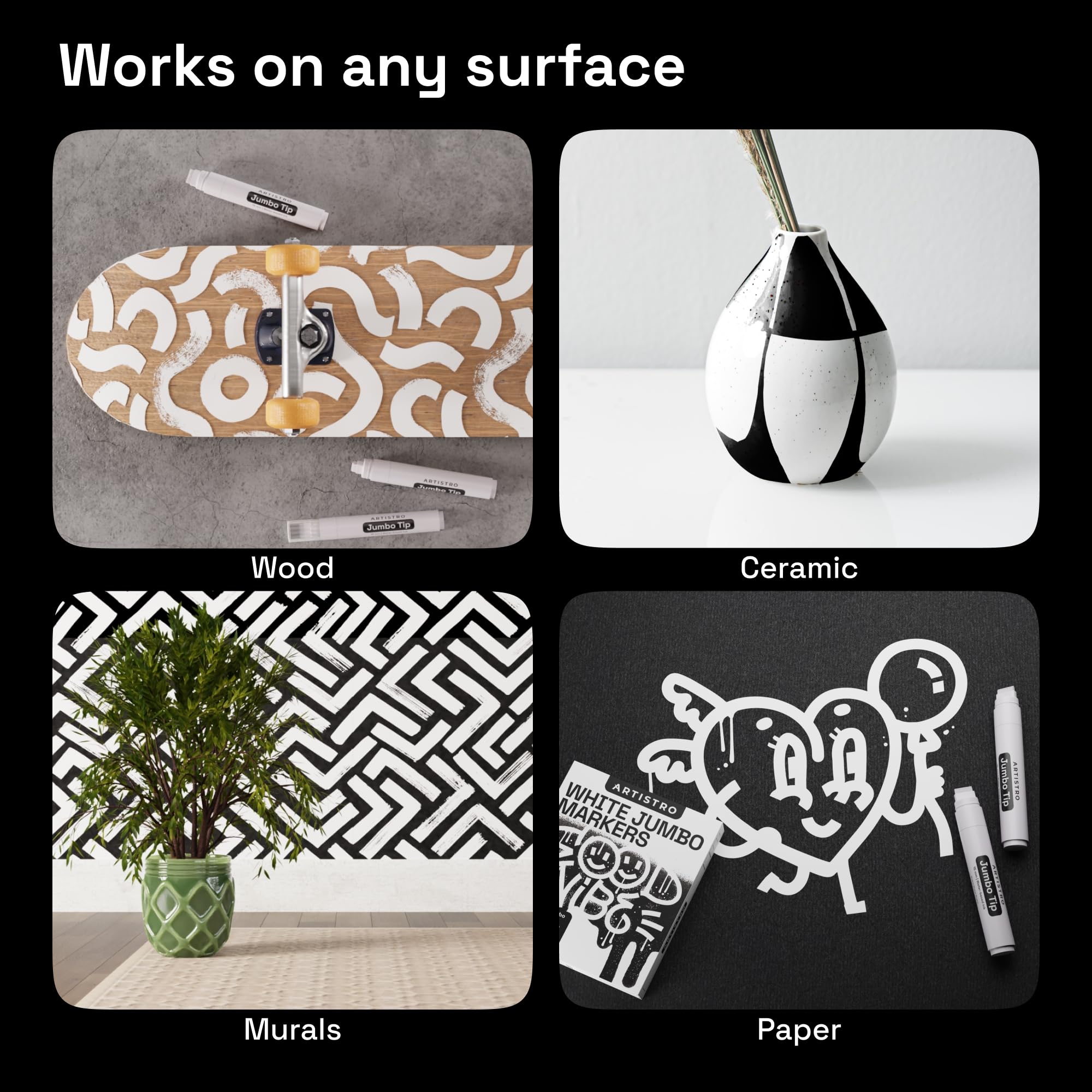 ARTISTRO 5 white paint marker on rock for vibrant DIY designs.