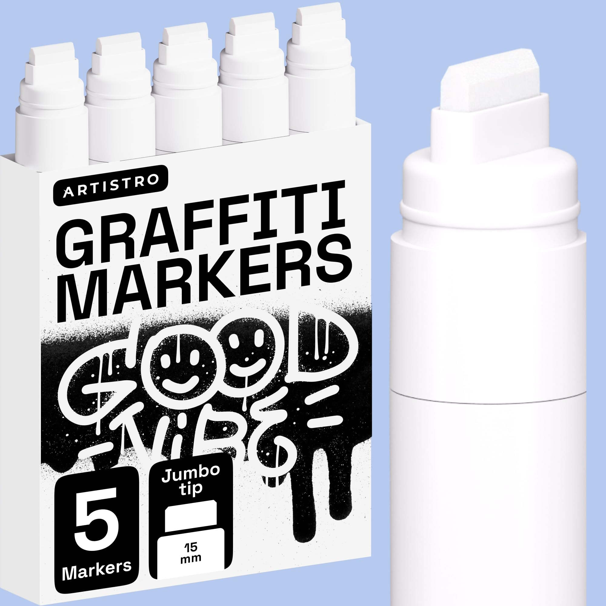 ARTISTRO 5 white paint markers pack for versatile crafting on multiple surfaces.