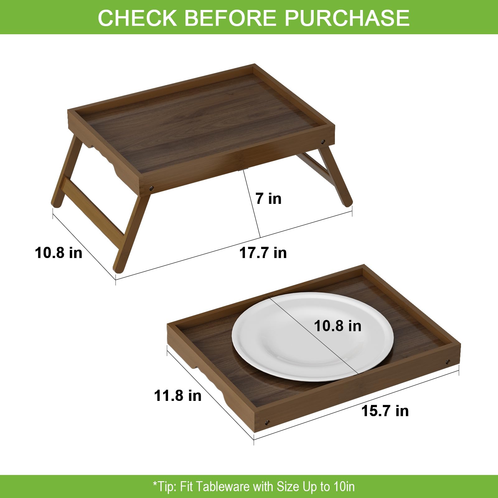 Artmalle brown bamboo tray ideal for sofa meals and study.